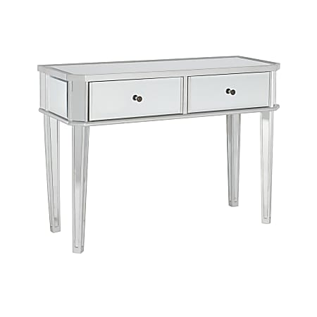 Powell Kiara Mirrored Console Table 29 34 H x 40 W x 16 D Silver