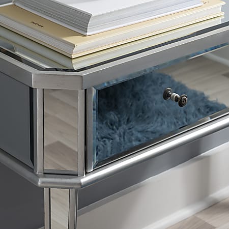 Powell Kiara Mirrored Console Table 29 34 H x 40 W x 16 D Silver