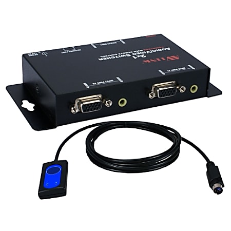 QVS 2x1 250MHz 2Port VGA Video/Audio Share Switch with Remote Control Cable
