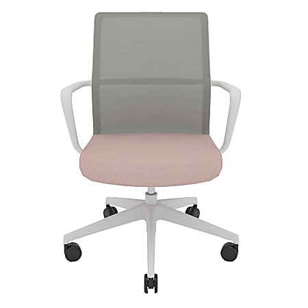 Allermuir Circo Ergonomic Mesh Mid-Back Executive Conference Chair, Light Gray/Blush