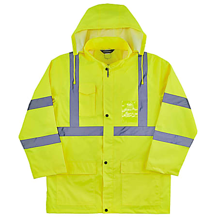 Ergodyne GloWear® 8366 Lightweight Type R Class 3 High-Visibility Rain Jacket, Large, Lime