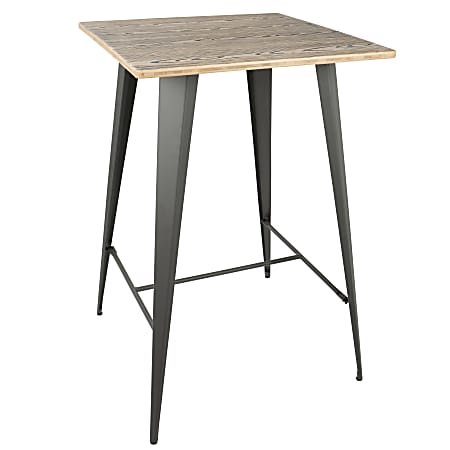 Lumisource Oregon Industrial Table, Square, Medium Brown/Gray