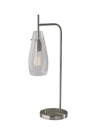 Adesso® Layla Desk Lamp, 25-3/4”H, Clear/Brushed Steel