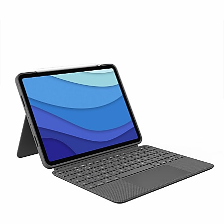 Logitech Combo Touch Keyboard/Cover Case for 11" Apple, Logitech iPad Pro, iPad Pro (2nd Generation), iPad Pro (3rd Generation) Tablet - Oxford Gray