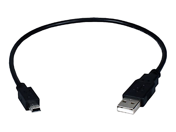 QVS USB 2.0 Type A Male to Mini B Male Sync and Charger Cable - 1 ft USB Data Transfer Cable  - CC2215M01
