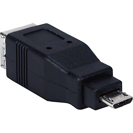 QVS USB High-Speed OTG Micro-B Male to USB B Female Adaptor - 1 x Type B Male Micro USB - 1 x Type B Female USB - Black