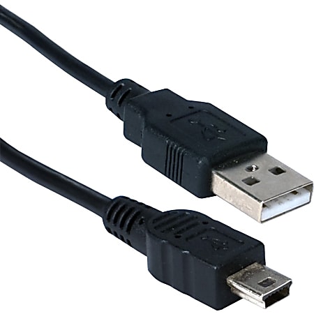 QVS USB Mini-B Sync & Charger High Speed Cable, Black