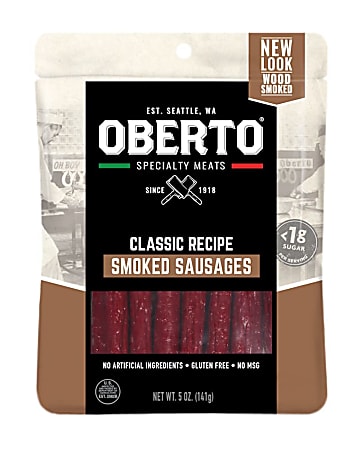 Oberto Classic Recipe Smoked Sausages, 5 Oz, Pack Of 6 Sausages
