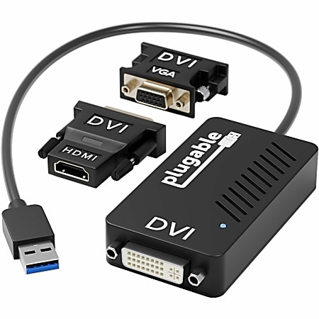 Plugable USB 3.0 to DVI/VGA/HDMI Video Graphics Adapter for Multiple Monitors up to 2048x1152 - Supports Windows 11, 10, 8.1, 7, XP, and Mac 10.14+