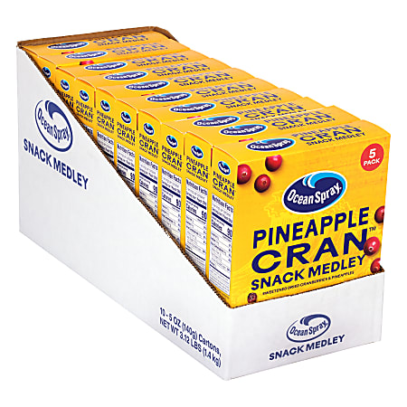 Ocean Spray Pineapple Cran Snack Medley, 1 Oz, 5 Packs Per Box, Set Of 10 Boxes