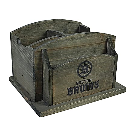 Imperial NHL Rustic Desk Organizer, 8”H x 8-1/2”W x 6-1/2”D, Boston Bruins