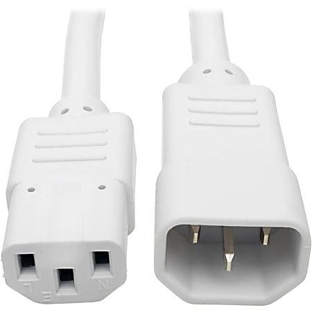 Eaton Tripp Lite Series Heavy-Duty PDU Power Cord, C13 to C14 - 15A, 250V, 14 AWG, 2 ft. (0.61 m), White - P005002AWH