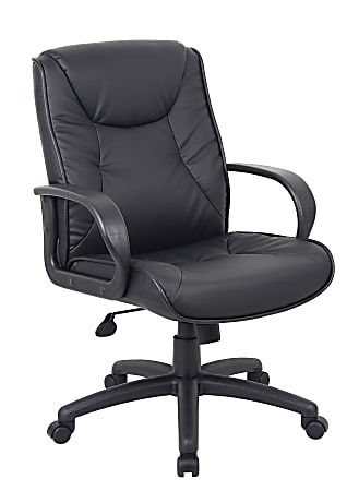 Boss Office Products Chairs@Work Executive Series Vinyl Chair, Mid-Back, Black