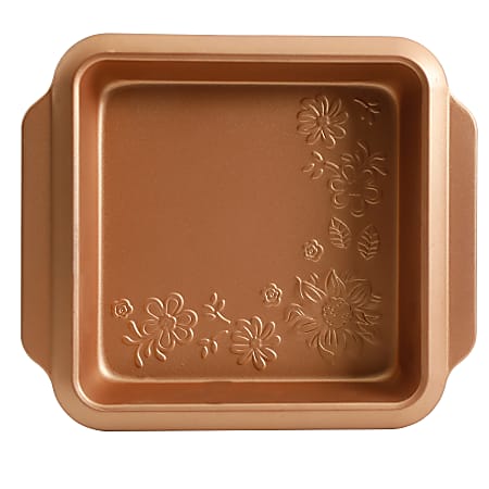 Gibson Country Kitchen Embossed Square Carbon Steel Bake Pan, 8”, Copper