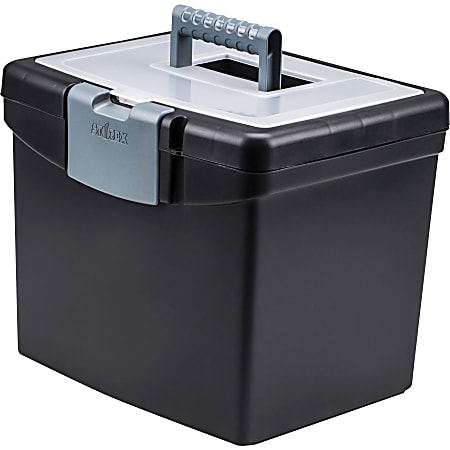 Storex Medium-Duty Portable File Storage Box With XL Lid, Letter Size, 10-15/16"L x 13-5/16"W x 11"H, 100% Recycled, Black