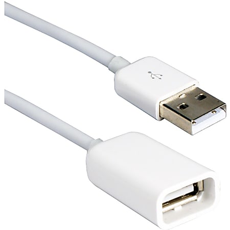 QVS 1-Meter USB Dock Sync & Charger Extension Cable for iPod, iPhone & iPad/2/3 - 3.28 ft USB Network Cable for iPad, iPhone - First End: 1 x Male USB - Second End: 1 x Female USB - Extension Cable - White