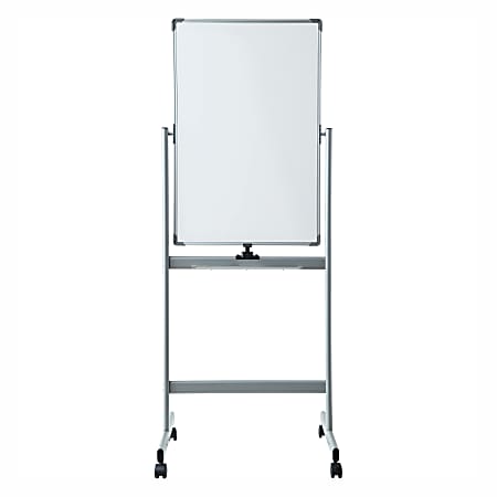 Silver Easy Clean Whiteboard Easel with Pen Cups
