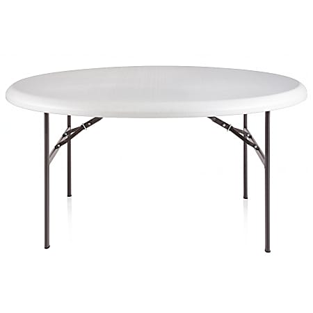 Realspace® Molded Plastic Top Folding Table, 60" Diameter, Platinum