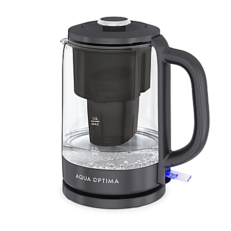 Aqua Optima Electric 1.7L Plastic Kettle With Water Filter, Black