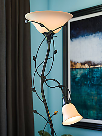 Kenroy Home Ashlen Mother Son Torchiere Floor Lamp 72 H Amber