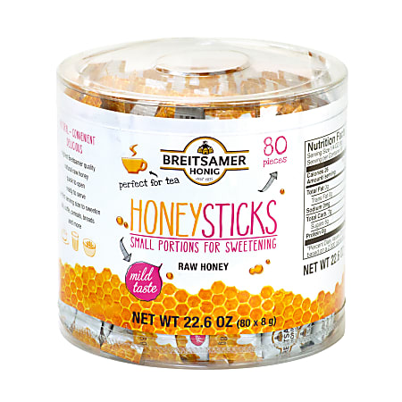 Breitsamer Honig Raw Honey Sticks 22.6 Oz Pack Of 80 Sticks - Office Depot