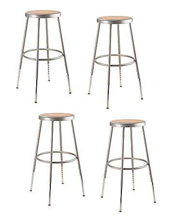 National Public Seating Adjustable Hardboard Stools, 25 - 32 1/2"H, Gray, Set of 4