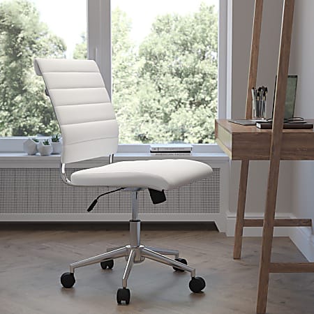 Flash Furniture Hansel LeatherSoft™ Faux Leather Mid-Back Executive Office Chair, White