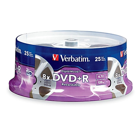 Verbatim DVD+R 4.7GB 8X with DigitalMovie Surface - 25pk Spindle - 4.7GB - 25 Pack Spindle