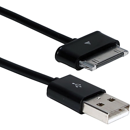 QVS - Charging / data cable - USB male to Samsung 30-pin Dock Connector male - 10 ft - black - for Samsung Galaxy Tab 10.1, Tab 10.1N, Tab 10.1V, Tab 2, Tab 7.0, Tab 7.7, Tab 8.9
