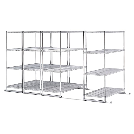 OFM X5 Lite Space-Saving Sliding Wire Storage, 72"H x 36"W x 18"D, Silver, 4 Units