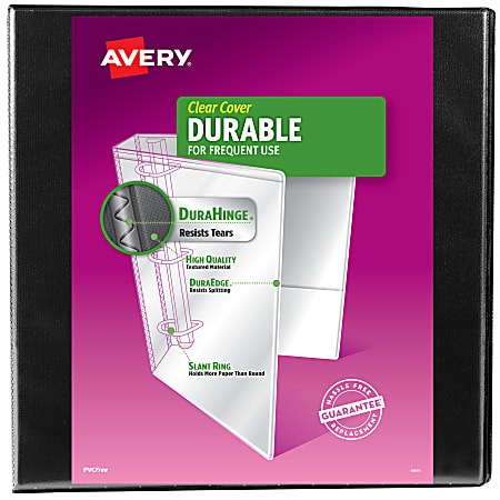 Avery® Durable View 3-Ring Binder, 2" Slant Rings, Black