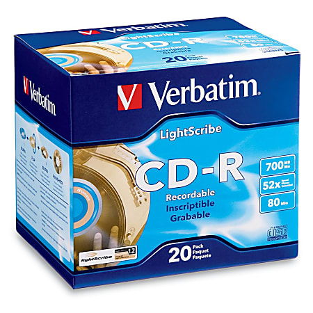 Verbatim LightScribe 52x CD-R Media - 700MB - 20 Pack Slim Case
