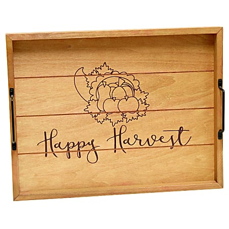 Elegant Designs Decorative Serving Tray, 2-1/4”H x 12”W x 15-1/2”D, Natural Happy Harvest