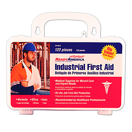 Ready America® 122-Piece Industrial First Aid Kits, White, Pack of 4 Kits