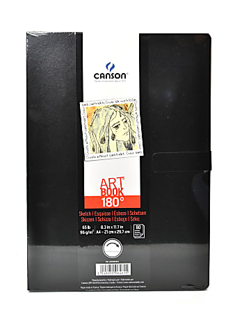 Canson 180-Degree Hardbound Sketchbook, 8 5/16" x 11 11/16", Black