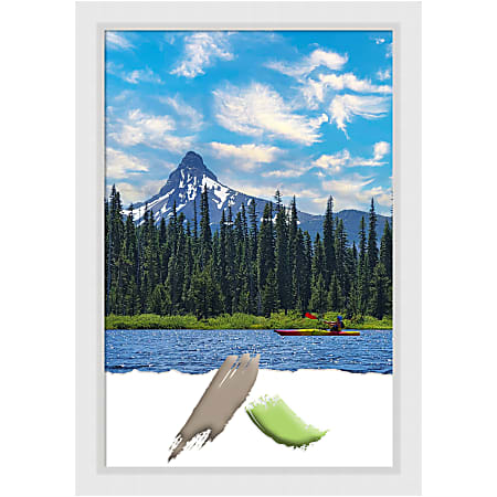 Amanti Art Rectangular Wood Picture Frame, 28” x 40”, Matted For 24” x 36”, Blanco White