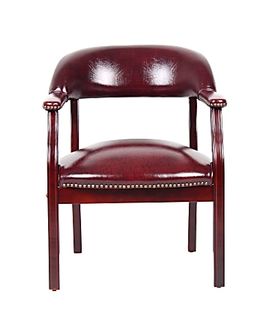 Boss Office Products Traditional Tufted Conference Chair, Oxblood/Mahogany