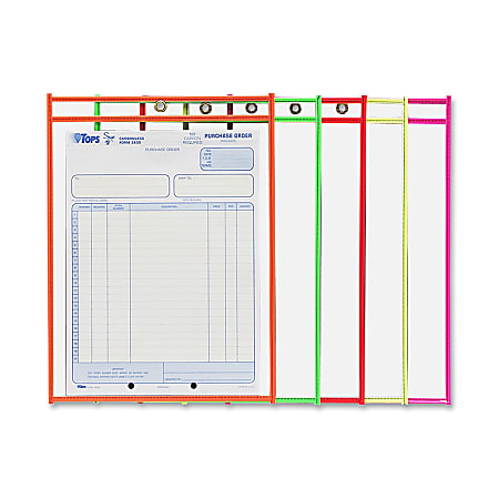 C-Line® Neon Color Stitched Shop Ticket Holders, 9" x 12", Assorted Colors, Box Of 25
