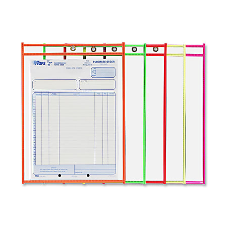 C-Line® Neon Color Stitched Shop Ticket Holders, 9" x 12", Assorted Colors, Box Of 25