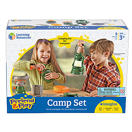 Learning Resources Pretend & Play Camp Set, Green/Gray/Gold