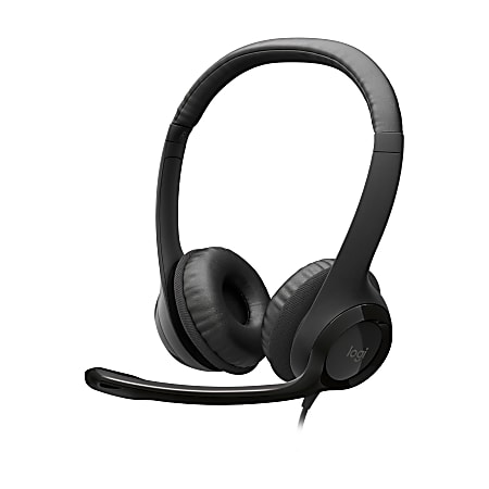 Logitech H390 On-Ear USB Headset with Noise-Cancelling Mic, Black