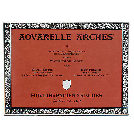 Arches® Aquarelle Watercolor Block, 140 Lb, Hot Press,