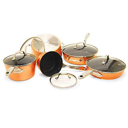 THE ROCK™ By Starfrit® 10-Piece Stainless Steel & Aluminum Nonstick Cookware Set, Copper