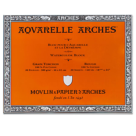 Arches® Aquarelle Watercolor Block, 140 Lb, Rough Press, 18" x 24"