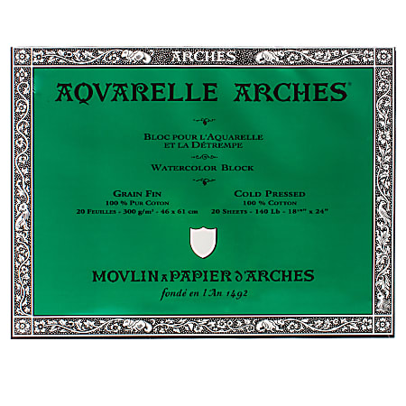 Arches Aquarelle Watercolor Block 140 Lb Cold Press 18 x 24