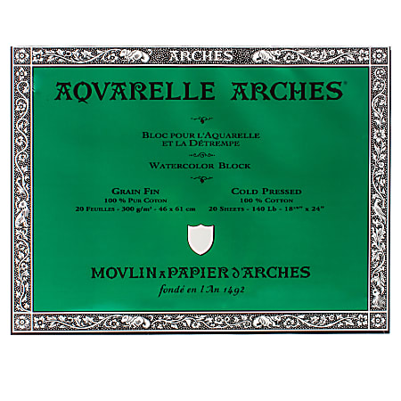 Arches® Aquarelle Watercolor Block, 140 Lb, Cold Press, 18" x 24"