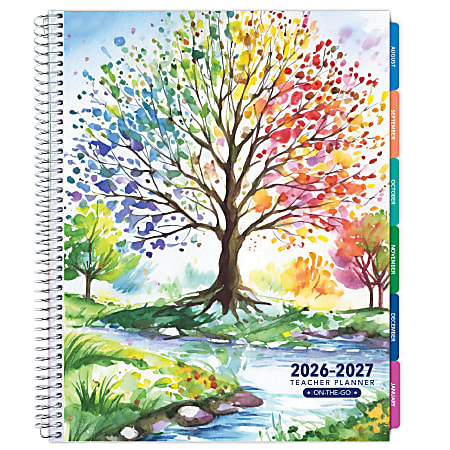 2026-2027 Excello Brands Weekly/Monthly Academic Year Teacher Planner, 8-1/2" x 11", Tree Seasons, August To July, Total Qty 1