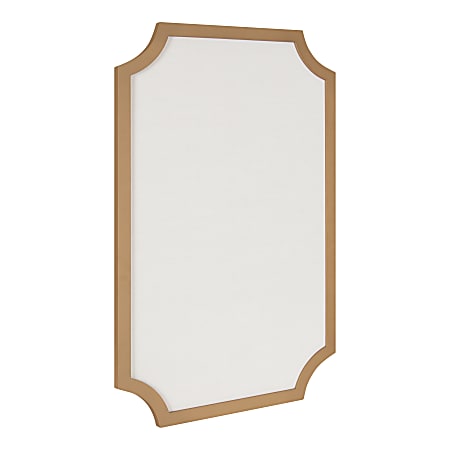 Kate and Laurel Holbrook Non-Magnetic Scalloped Rectangle Framed Pinboard, Fabric, 24" x 36", Off-White, Gold Wood Frame
