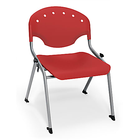 OFM Rico Stacking Chair, 30"H x 22"W x 21"D, Red