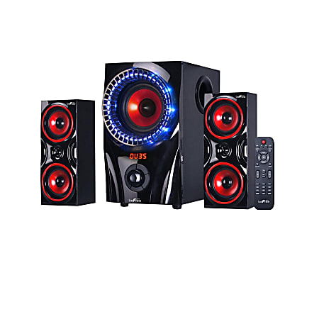 BeFree Sound 2.1 Channel Bluetooth® Surround Sound Speaker System, Red/Black